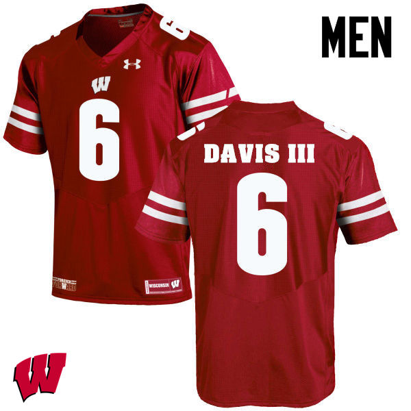 Wisconsin Badgers Men's #6 Danny Davis III NCAA Under Armour Authentic Red College Stitched Football Jersey GW40R47SI
